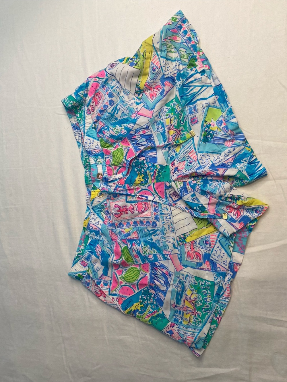 Lilly Pulitzer Colorful Print Pool Shorts Size M Resort Beach Cover Up - Picture 8 of 9